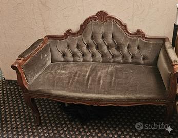 Elegante Dormeuse/Divanetto Antico in Velluto 