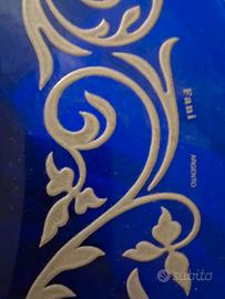 centrotavolo  blu cobalto e argento di "Fano Argen