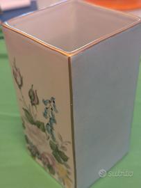 Vaso dipinto a mano fiori e azzurro