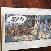 Fumetti Bonvi grande tavola con disegno a china 84