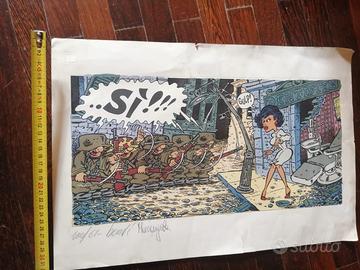 Fumetti Bonvi grande tavola con disegno a china 84