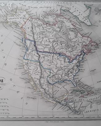 Carta geografica originale dell'Ottocento 