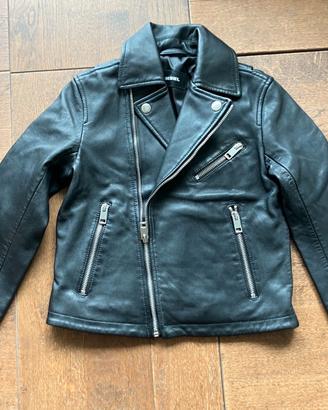 Diesel bambina, giacca biker vera pelle