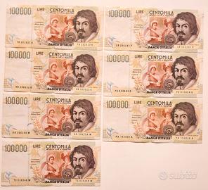 100000 Lire Caravaggio secondo tipo 