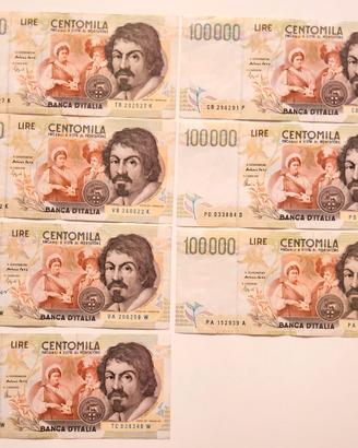 100000 Lire Caravaggio secondo tipo 