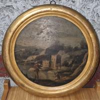 Coppia dipinti antichi. Diametro 20 cm.