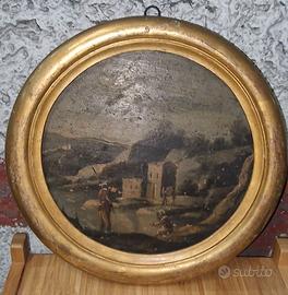 Coppia dipinti antichi. Diametro 20 cm.