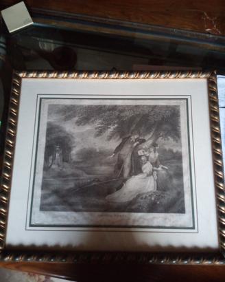 quadro a incisione "fishing party" , inciso da Coe