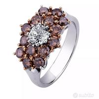ANELLO ORO 18kt. CON DIAMANTI BROWN E DIAMANTE