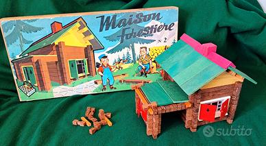 Antica Scatola di  Costruzioni in  legno 