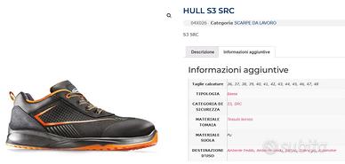Scarpe lavoro antinfortunistiche SAFE HULL S3 SRC