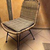 4 Sedie Soggiorno Interno/Esterno- Acciao + Vimini