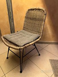 4 Sedie Soggiorno Interno/Esterno- Acciao + Vimini