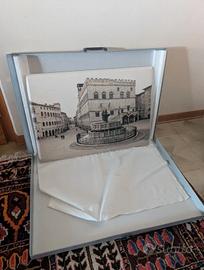 Quadro piazza IV Novembre Perugia, legno e argento