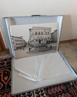Quadro piazza IV Novembre Perugia, legno e argento