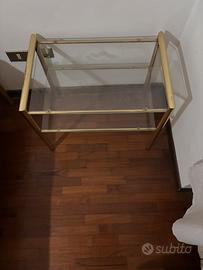 Comodino in vetro e ottone