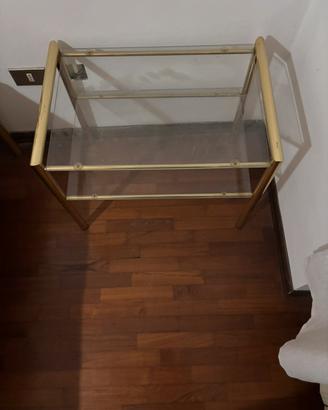 Comodino in vetro e ottone