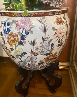 Vaso porta piante in porcellana decorata anni 70