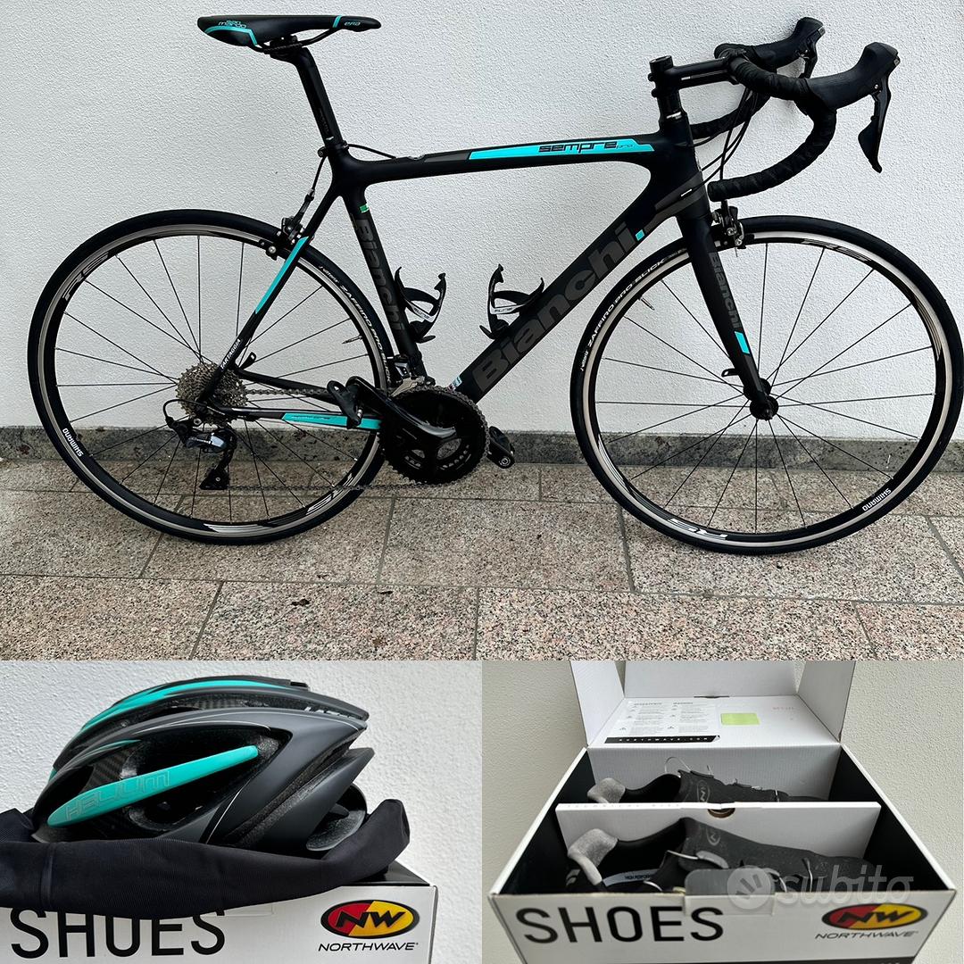 Bici da corsa bianchi sempre pro + casco carbonio