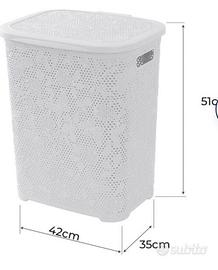 Portabiancheria Flower in plastica da 50 lt bianco