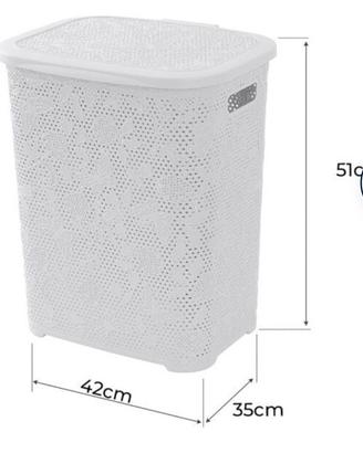 Portabiancheria Flower in plastica da 50 lt bianco