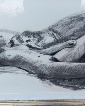 Dipinto/quadro a carboncino nudo di D. Simonini