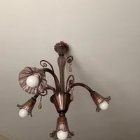 Lampadario vetro di murano rosa antico anni 70