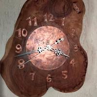 Orologio a Parete in Rame e Legno D'ulivo 