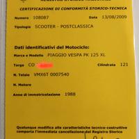 piaggio vespa PK125XL FMI