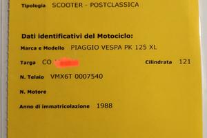 piaggio vespa PK125XL FMI