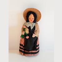 Bambola d'epoca anni '30/'40 - cartapesta e stoffa