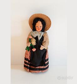 Bambola d'epoca anni '30/'40 - cartapesta e stoffa