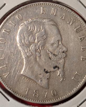 5 Lire 1870 Regno d'Italia