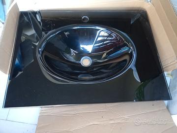 lavandino in cristallo nero lucido 