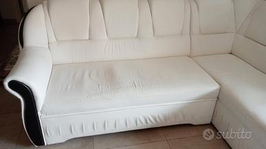 Divano  letto contenitore similpelle bianco