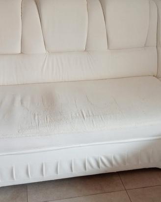 Divano  letto contenitore similpelle bianco