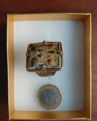 anello argento con pittura antica