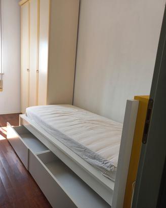Letto singolo con 2 contenitori e materasso 90x200