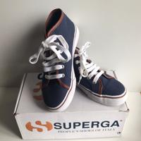 Scarpe Superga alte tela blu 36
