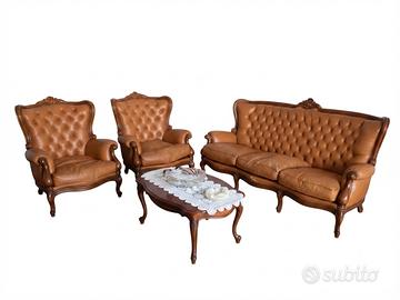 Tris Salotto Vintage: Divano 3 Posti + 2 Poltrone