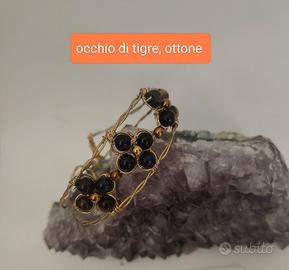 bracciale fascia occhio di tigre, ottone ,fatti a 
