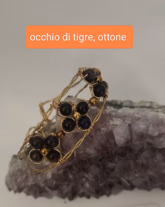bracciale fascia occhio di tigre, ottone ,fatti a 