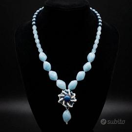 Collana Vintage Ciondolo lunga pietre naturali