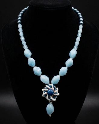 Collana Vintage Ciondolo lunga pietre naturali