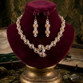 Collana Orecchini Vintage Cristallo Boemo Glamour