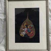 Antico dipinto indiano su foglia di pipal