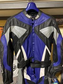 Tuta moto IXS in pelle da pista con saponette