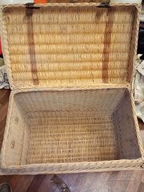 Baule da viaggio '800 inglese in vimini originale