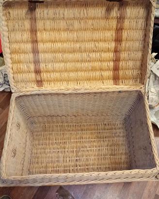 Baule da viaggio '800 inglese in vimini originale
