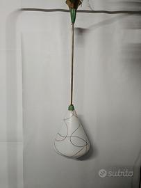 Lampadario a Soffitto in Vetro Opalino Decorato 